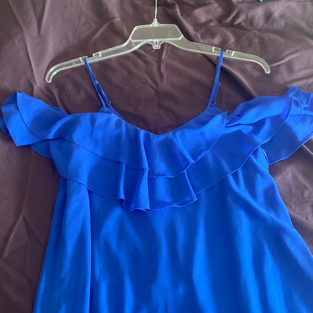 Cold Shoulder Royal Blue Crepe Dress